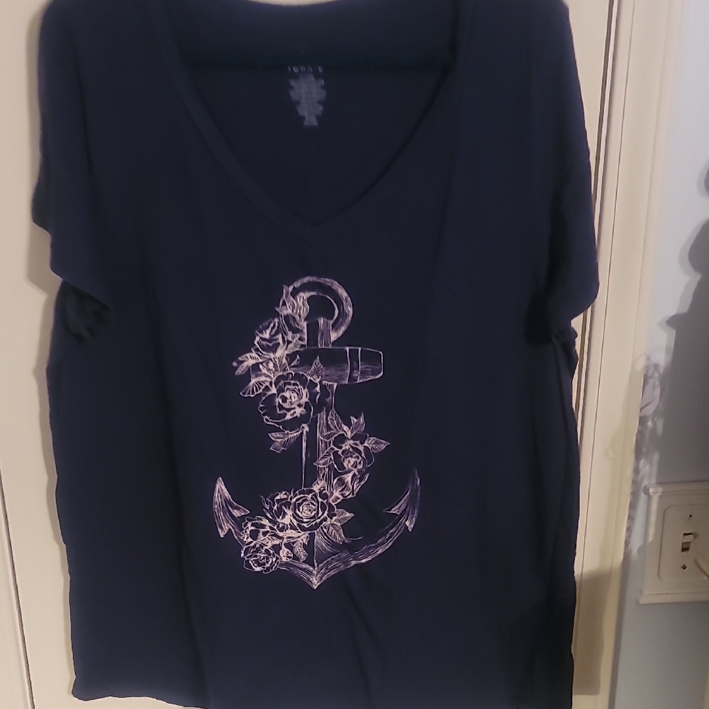 Torrid Navy Blue Anchor Graphic Tee